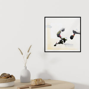 Preview of 'Untitled 5 (Celestial Echoes: An Abstract Composition)' Painting by Huma Khan shown on a wall in a furnished room.