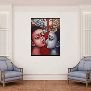 In-situ view of Amar Sultan's 'Untitled 5 (A Love Duet)' painting in a room