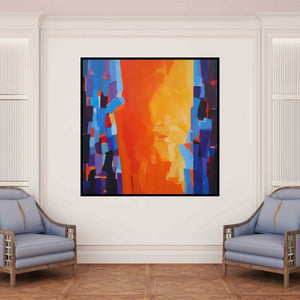 In-situ view of Padmakar Santape's 'Untitled 5 (The Divide)' painting in a room