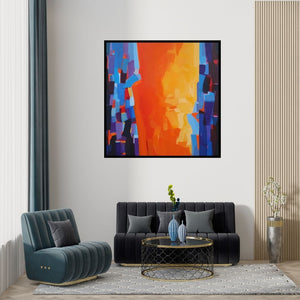 Preview of 'Untitled 5 (The Divide)' Painting by Padmakar Santape shown on a wall in a furnished room.