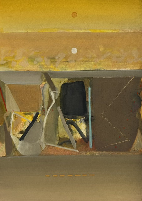 Untitled 507' abstract acrylic painting by artist Shrikant Kadam, 12x9 inch, on paper