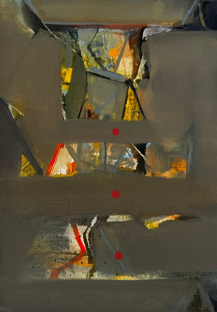 Untitled 508' abstract acrylic painting by artist Shrikant Kadam, 12x9 inch, on paper