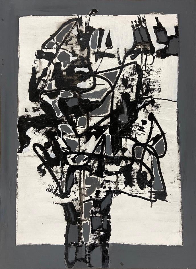 'Untitled 51' abstract acrylic painting by artist Sharad Tarde, 43x25 inch, on board