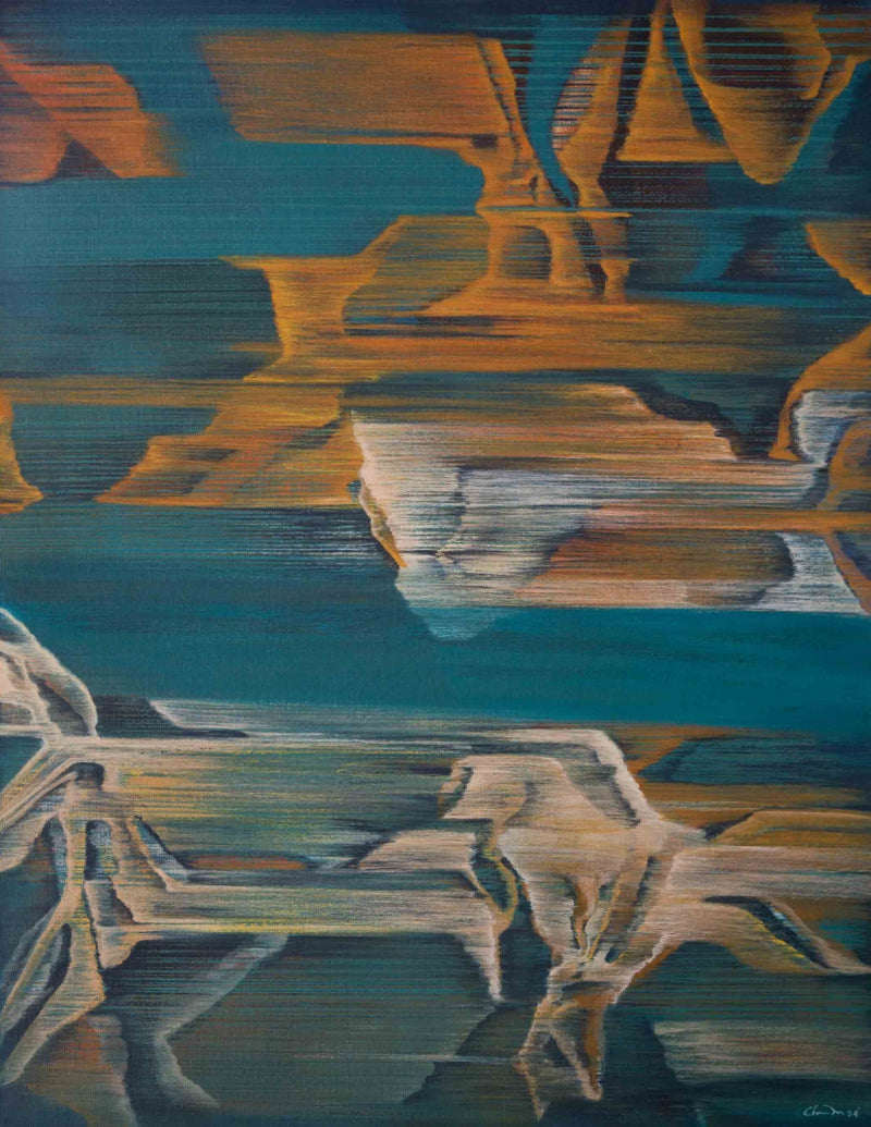 Untitled-51-chandan-bhowmick' abstract acrylic painting by artist Chandan Bhowmick, 36x30 inch, on canvas