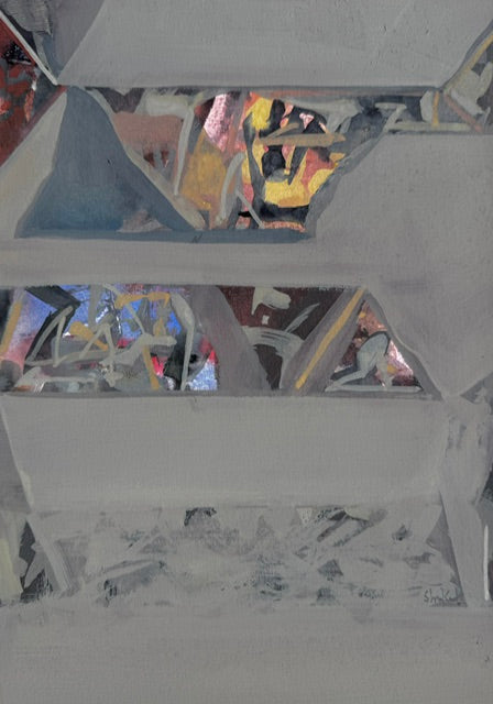 Untitled 510' abstract acrylic painting by artist Shrikant Kadam, 12x9 inch, on paper