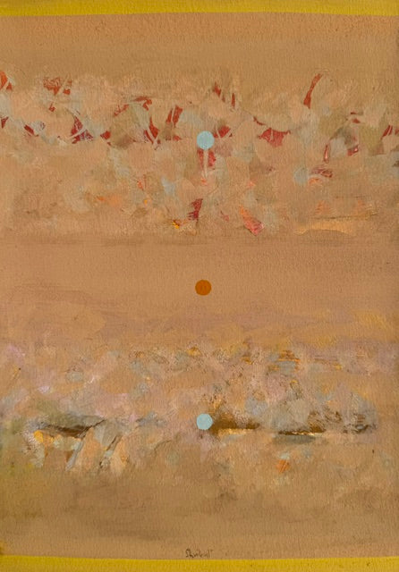 Untitled 513' abstract acrylic painting by artist Shrikant Kadam, 12x9 inch, on paper