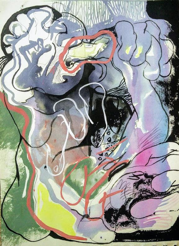 Untitled' contemporary ink-watercolor painting by artist Rasana Bhardwaj, 11x8 inch, on paper
