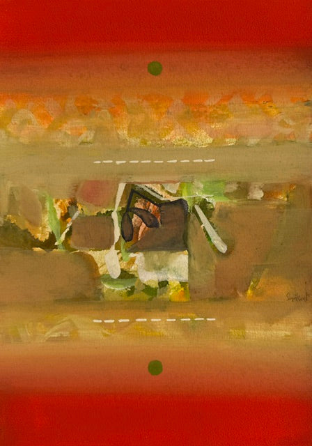Untitled 516' abstract acrylic painting by artist Shrikant Kadam, 12x9 inch, on paper