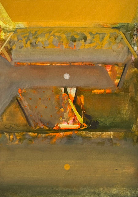 Untitled 517' abstract acrylic painting by artist Shrikant Kadam, 12x9 inch, on paper