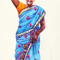 Untitled 52' figurative watercolor painting by artist Siva Balan, 22x8 inch, on paper