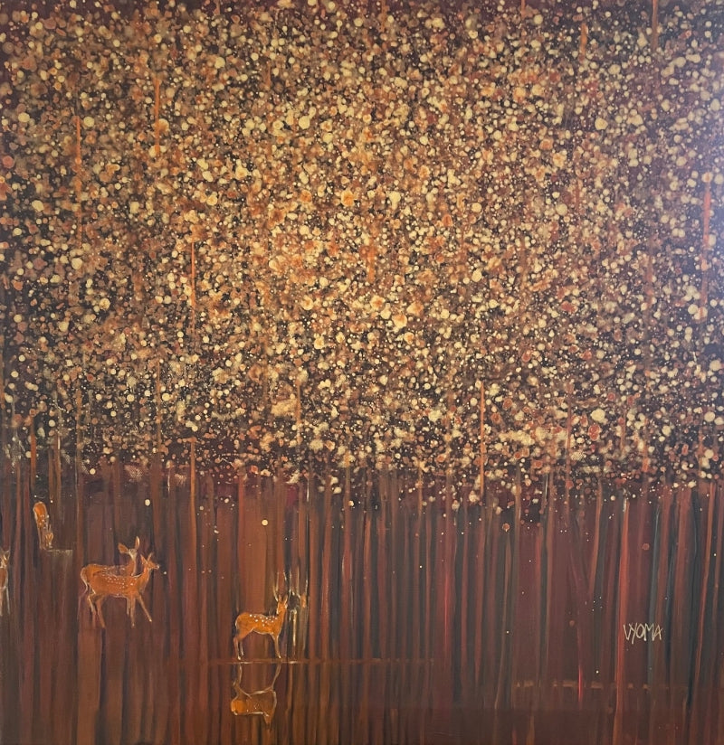 Untitled 52' nature mixed-media painting by artist Vyoma Parikh, 30x30 inch, on linen