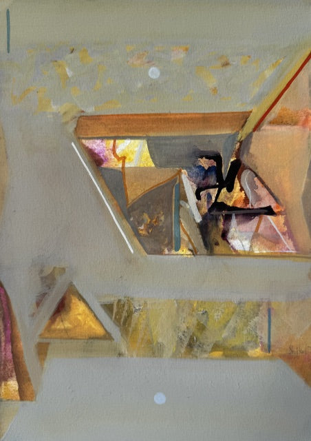Untitled 529' abstract acrylic painting by artist Shrikant Kadam, 12x9 inch, on paper