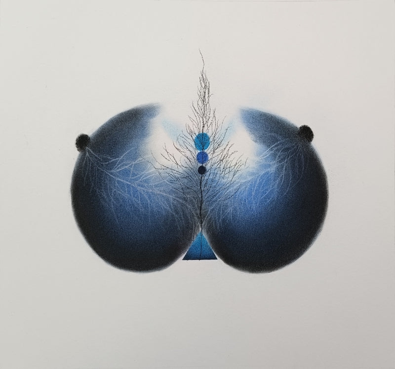 Untitled 53' contemporary dry-pastel drawing by artist Trapti Porwal, 15x18 inch, on paper
