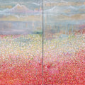 Untitled 53 ( Diptych )' nature mixed-media painting by artist Vyoma Parikh, 42x60 inch, on linen