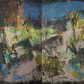 Abstract mixed media painting titled 'Untitled 53 (Diptych)', 36x96 inches, by artist Anuja Paturkar on Canvas