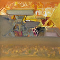 Untitled 530' abstract acrylic painting by artist Shrikant Kadam, 12x9 inch, on paper