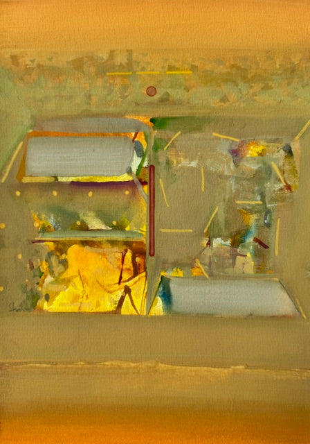 Untitled 531' abstract acrylic painting by artist Shrikant Kadam, 12x9 inch, on paper