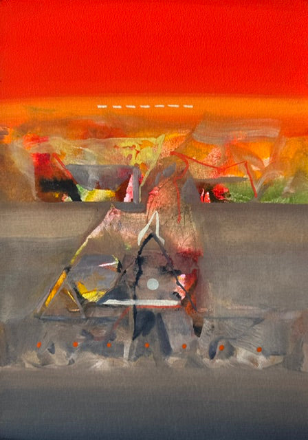 Untitled 533' abstract acrylic painting by artist Shrikant Kadam, 12x9 inch, on paper
