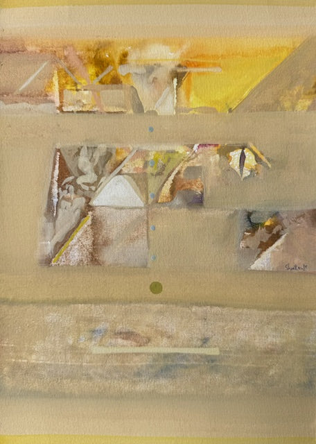 Untitled 535' abstract acrylic painting by artist Shrikant Kadam, 12x9 inch, on paper