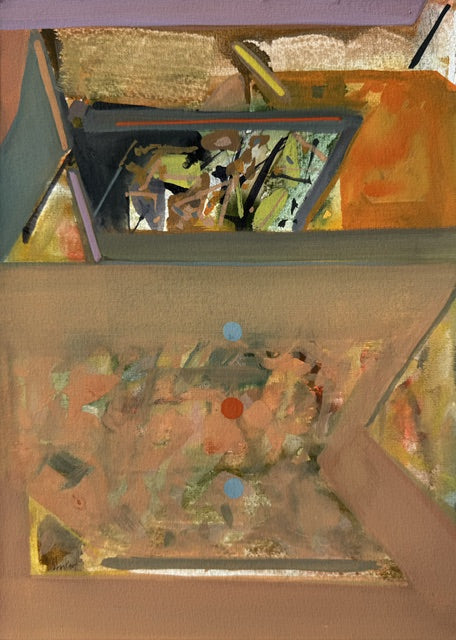 Untitled 536' abstract acrylic painting by artist Shrikant Kadam, 12x9 inch, on paper