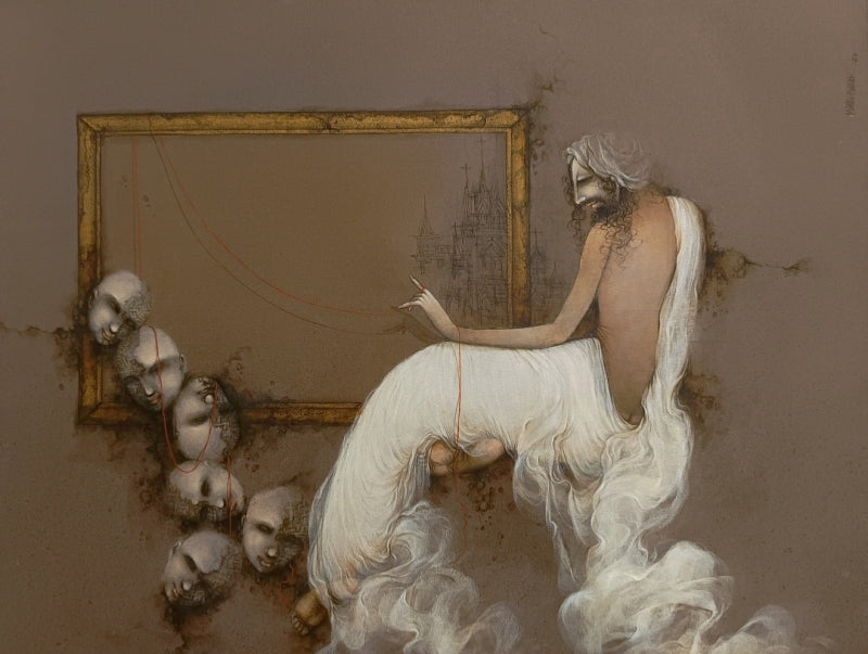 Untitled' figurative acrylic painting by artist Mintu Mallick, 36x48 inch, on canvas