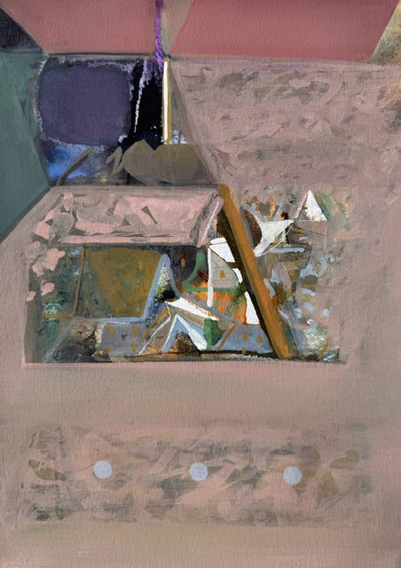 Untitled 537' abstract acrylic painting by artist Shrikant Kadam, 12x9 inch, on paper
