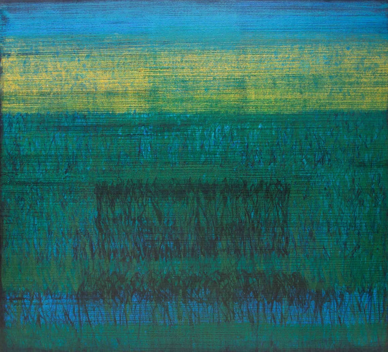 Untitled 54' abstract acrylic painting by artist Chandan Bhowmick, 72x78 inch, on canvas