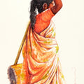Untitled 54' figurative watercolor painting by artist Siva Balan, 22x8 inch, on paper
