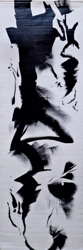 Untitled 54' abstract acrylic-oil painting by artist Anand Kamdar, 72x24 inch, on canvas