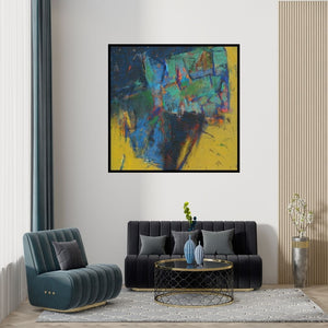 Preview of 'Untitled 54 (Untitled)' Painting by Anuja Paturkar shown on a wall in a furnished room.