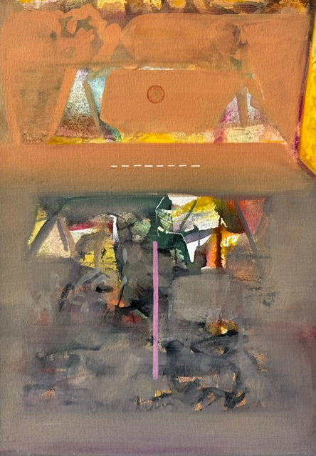 Untitled 540' abstract acrylic painting by artist Shrikant Kadam, 12x9 inch, on paper