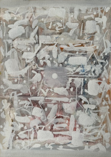 Untitled 541' abstract acrylic painting by artist Shrikant Kadam, 12x9 inch, on paper