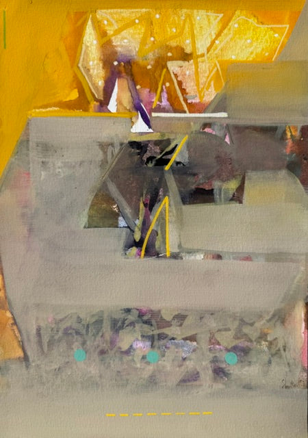 Untitled 542' abstract acrylic painting by artist Shrikant Kadam, 12x9 inch, on paper