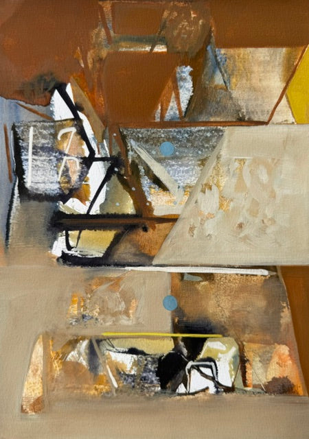 Untitled 543' abstract acrylic painting by artist Shrikant Kadam, 12x9 inch, on paper