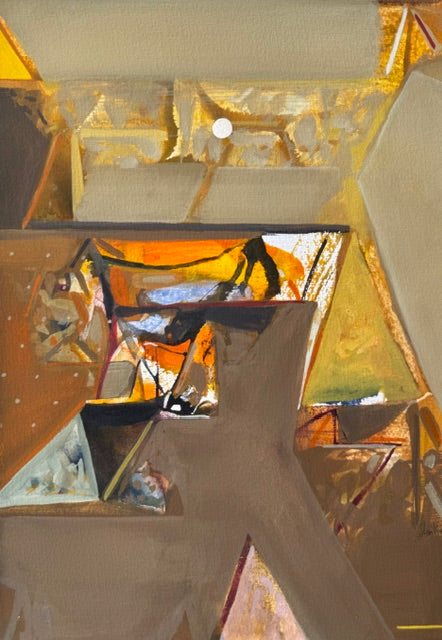 Untitled 546' abstract acrylic painting by artist Shrikant Kadam, 12x9 inch, on paper