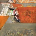 Untitled 551' abstract acrylic painting by artist Shrikant Kadam, 12x9 inch, on paper