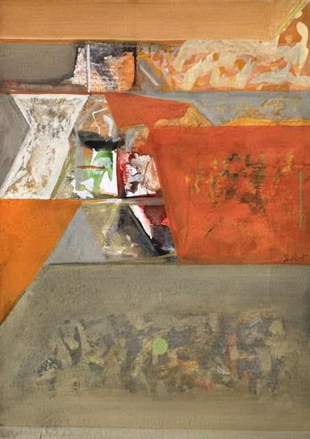 Untitled 551' abstract acrylic painting by artist Shrikant Kadam, 12x9 inch, on paper