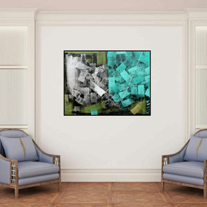 'Untitled 57' painting by Sudhir Talmale shown on a wall in a furnished room.