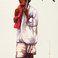 Untitled 57' figurative watercolor painting by artist Siva Balan, 22x8 inch, on paper