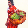 Untitled 59' figurative watercolor painting by artist Siva Balan, 22x8 inch, on paper