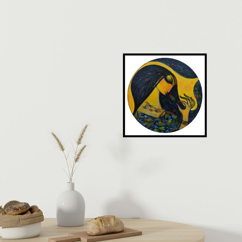 In-situ view of Ramesh Gujar's 'Untitled 6 (Lost in Thought)' painting in a room