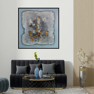 Jai Chouhan's 'Untitled 6' painting visualized above a sofa in a contemporary room.