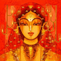 Untitled 6' figurative acrylic painting by artist Prabhakar Ahobilam, 48x48 inch, on canvas