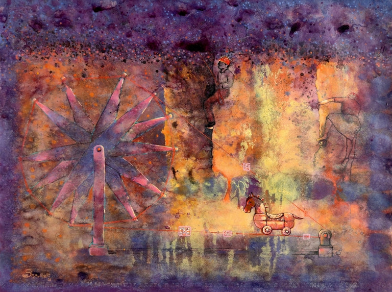 Untitled 6' contemporary mixed-media painting by artist Satish Multhalli, 20x26 inch, on canson paper