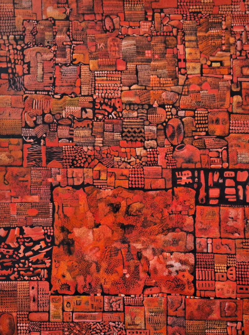 'Untitled 6' contemporary acrylic painting by artist Awdhesh Bajpai, 48x36 inch, on canvas