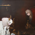 Untitled 6' figurative acrylic painting by artist Mintu Mallick, 36x48 inch, on canvas