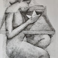 Untitled 6' figurative pen drawing by artist Swati Sabane, 27x22 inch, on paper