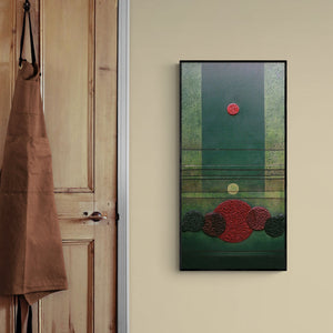 In-situ view of Anamika Kuchan's 'Untitled 6 (Cosmic Harmony)' painting in a room