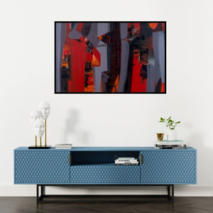Preview of 'Untitled 6' Painting by Satendra Mhatre shown on a wall in a furnished room.