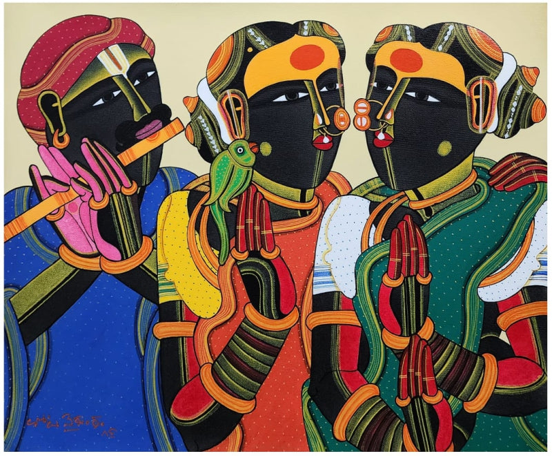 Untitled 601' figurative acrylic painting by artist Thota Vaikuntam, 20x16 inch, on canvas